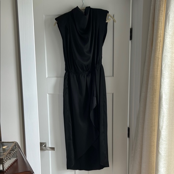 Black Ruched Sheath Midi Dress for Cocktail - Picture 1 of 1